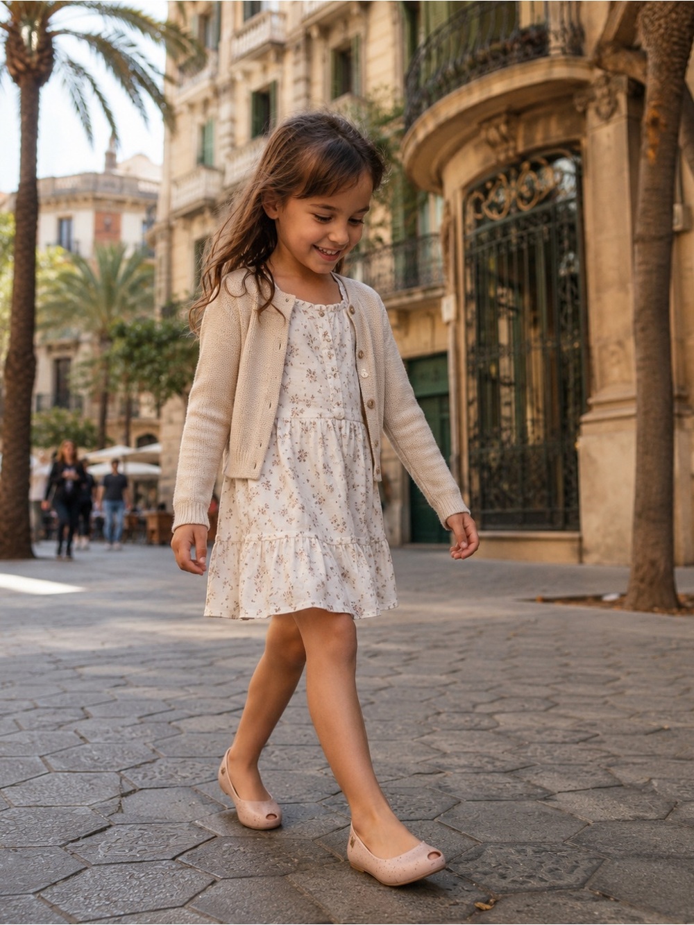 Melissa Girls Pink Glitter Jelly Peep Toe Flats Size 11